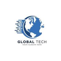 modèle de conception de logo de technologie mondiale vecteur