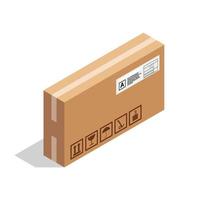 boîtes emballages en carton isométriques conteneur ouvert fermé boîtes de cartons d'expédition vecteur