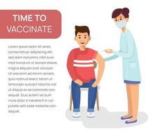 femme médecin donnant une vaccination gratuite contre la grippe au bras d'un patient masculin vecteur
