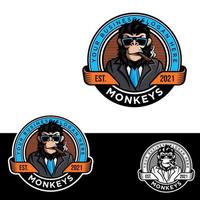 vecteur de logo de mascotte de singe. illustration vectorielle animale. logo de singe geek. création de logo vectoriel chimpanzé