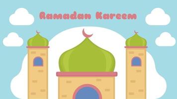 ramadan kareem fond dessin animé style de livre pour enfants. convient à la carte de voeux de vacances de religion musulmane vecteur