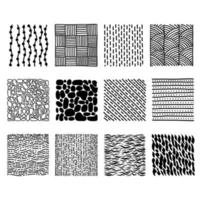 collection de textures. arrière-plans dans un style dessiné à la main avec des lignes, des taches, des points vecteur