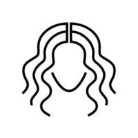coiffure logo fines lignes. visage et silhouette de coiffure ondulée. vecteur d'icône de cheveux bouclés. emblème du salon de coiffure. cheveux cosmétiques