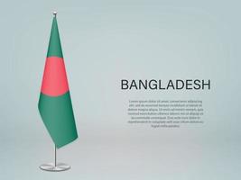 drapeau suspendu du bangladesh sur le stand. modèle de bannière de conférence vecteur