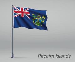 agitant le drapeau des îles pitcairn - territoire du royaume-uni sur vecteur