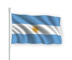 3d waving flag argentine isolé sur fond blanc.