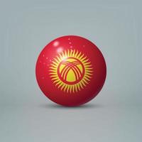 Boule ou sphère en plastique brillant réaliste 3d avec le drapeau du kirghize vecteur