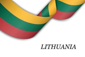 agitant un ruban ou une bannière avec le drapeau de la Lituanie vecteur