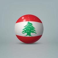 Boule ou sphère en plastique brillant réaliste 3d avec le drapeau du liban vecteur