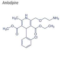 formule squelettique vectorielle de l'amlodipine. molécule chimique du médicament. vecteur