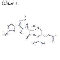 formule squelettique vectorielle du céfotaxime. molécule chimique du médicament. vecteur