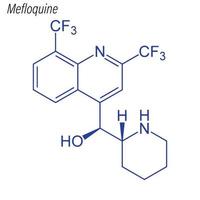 formule squelettique vectorielle de la méfloquine. molécule chimique du médicament. vecteur