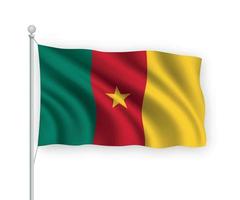 3d waving flag cameroun isolé sur fond blanc. vecteur