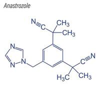 formule squelettique vectorielle de l'anastrozole. molécule chimique du médicament. vecteur