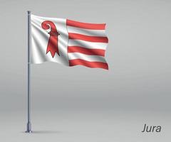 agitant le drapeau du jura - canton de suisse sur mât. modèle vecteur