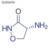 formule squelettique vectorielle de la cyclosérine. molécule chimique du médicament. vecteur