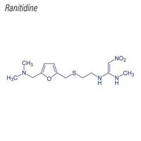 formule squelettique vectorielle de la ranitidine. molécule chimique du médicament. vecteur