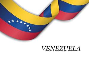 agitant un ruban ou une bannière avec le drapeau du venezuela vecteur