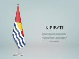 drapeau suspendu kiribati sur le stand. modèle de bannière de conférence vecteur