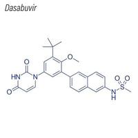 formule squelettique vectorielle du dasabuvir. molécule chimique du médicament. vecteur