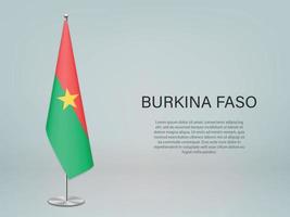 burkina faso drapeau suspendu sur le stand. modèle de bannière de conférence vecteur