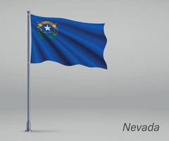 agitant le drapeau du nevada - état des états-unis sur le mât. temp vecteur