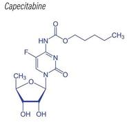 formule squelettique vectorielle de la capécitabine. molécule chimique du médicament. vecteur