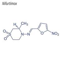 formule squelettique vectorielle du nifurtimox. molécule chimique du médicament. vecteur
