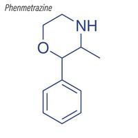 formule squelettique vectorielle de la phenmétrazine. molécule chimique du médicament vecteur