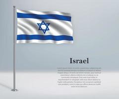 agitant le drapeau d'Israël sur le mât. modèle pour le jour de l'indépendance