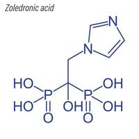 formule squelettique vectorielle de l'acide zolédronique. molécule chimique de drogue vecteur