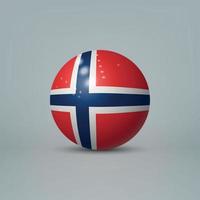 Boule ou sphère en plastique brillant réaliste 3d avec le drapeau de la norvège vecteur