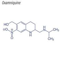 formule squelettique vectorielle de l'oxamniquine. molécule chimique du médicament. vecteur