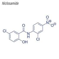 formule squelettique vectorielle du niclosamide. molécule chimique du médicament. vecteur