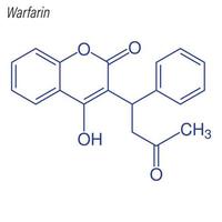 formule squelettique vectorielle de la warfarine. molécule chimique du médicament. vecteur