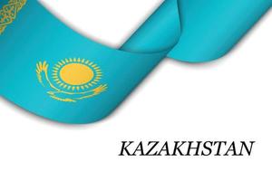 agitant un ruban ou une bannière avec le drapeau du kazakhstan. vecteur