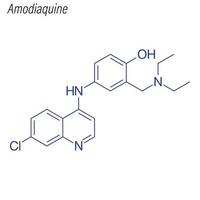 formule squelettique vectorielle de l'amodiaquine. molécule chimique du médicament. vecteur