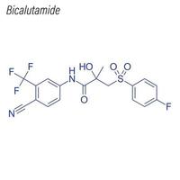 formule squelettique vectorielle du bicalutamide. molécule chimique du médicament. vecteur