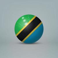Boule ou sphère en plastique brillant réaliste 3d avec le drapeau de la tanzanie vecteur