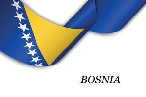 agitant un ruban ou une bannière avec le drapeau de la bosnie vecteur