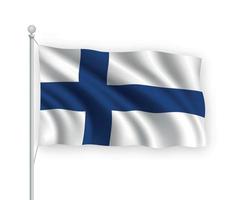 3d waving flag finlande isolé sur fond blanc. vecteur