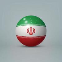 Boule ou sphère en plastique brillant réaliste 3d avec le drapeau de l'iran vecteur