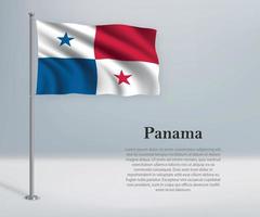 agitant le drapeau du panama sur le mât. modèle pour le jour de l'indépendance vecteur