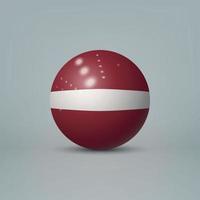 Boule ou sphère en plastique brillant réaliste 3d avec le drapeau de la lettonie vecteur