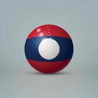 Boule ou sphère en plastique brillant réaliste 3d avec le drapeau du laos vecteur