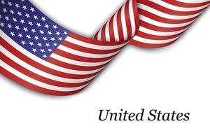 agitant un ruban ou une bannière avec le drapeau des États-Unis vecteur