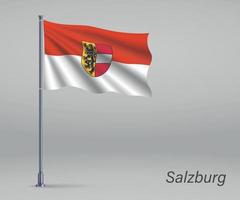 agitant le drapeau de salzbourg - état d'autriche sur mât. modèle vecteur