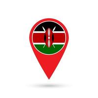 pointeur de carte avec contry kenya. drapeau kényan. illustration vectorielle. vecteur