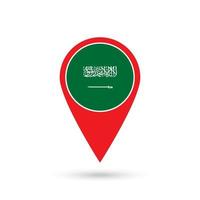 pointeur de carte avec contry arabie saoudite. drapeau de l'arabie saoudite. illustration vectorielle. vecteur