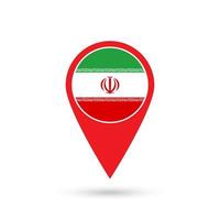 pointeur de carte avec contry iran. drapeau iranien. illustration vectorielle. vecteur